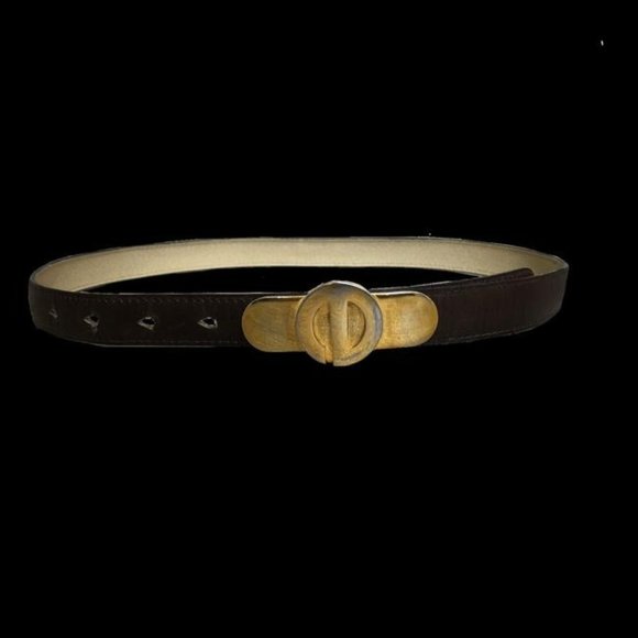 Dior Art Deco Brown Leather w Gold Buckle main image 6